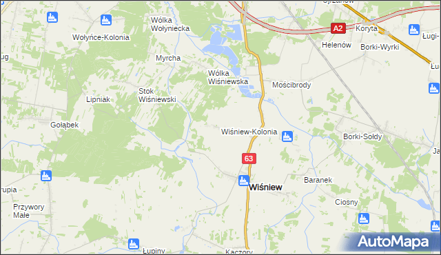 mapa Wiśniew-Kolonia, Wiśniew-Kolonia na mapie Targeo