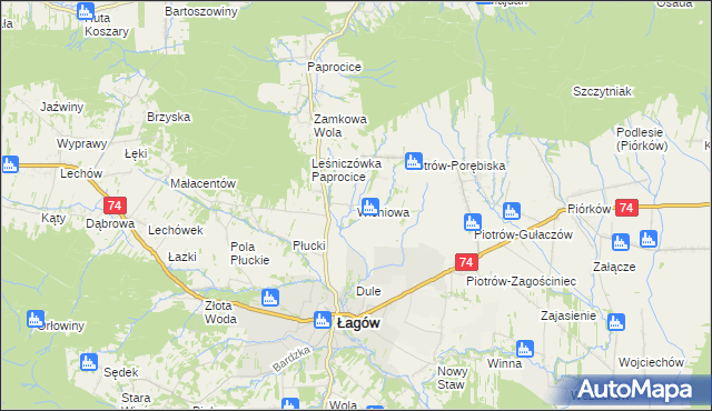 mapa Wiśniowa gmina Łagów, Wiśniowa gmina Łagów na mapie Targeo