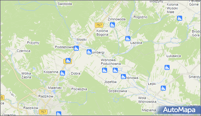 mapa Wiśniowa Poduchowna, Wiśniowa Poduchowna na mapie Targeo