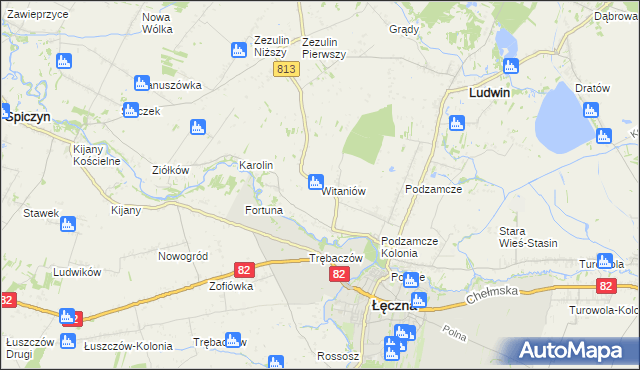 mapa Witaniów, Witaniów na mapie Targeo