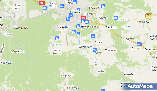 mapa Witeradów, Witeradów na mapie Targeo