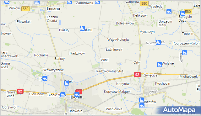 mapa Witki gmina Błonie, Witki gmina Błonie na mapie Targeo