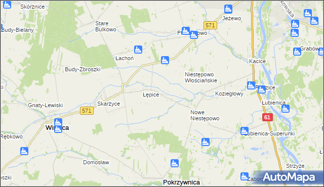 mapa Witki gmina Pokrzywnica, Witki gmina Pokrzywnica na mapie Targeo
