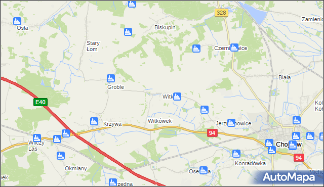 mapa Witków gmina Chojnów, Witków gmina Chojnów na mapie Targeo