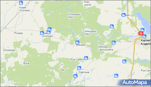 mapa Witkowo gmina Kamień Krajeński, Witkowo gmina Kamień Krajeński na mapie Targeo