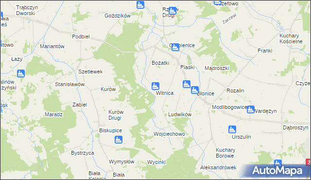 mapa Witnica gmina Rzgów, Witnica gmina Rzgów na mapie Targeo