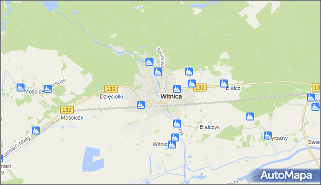 mapa Witnica powiat gorzowski, Witnica powiat gorzowski na mapie Targeo