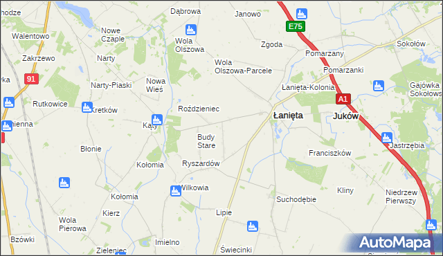 mapa Witoldów gmina Łanięta, Witoldów gmina Łanięta na mapie Targeo