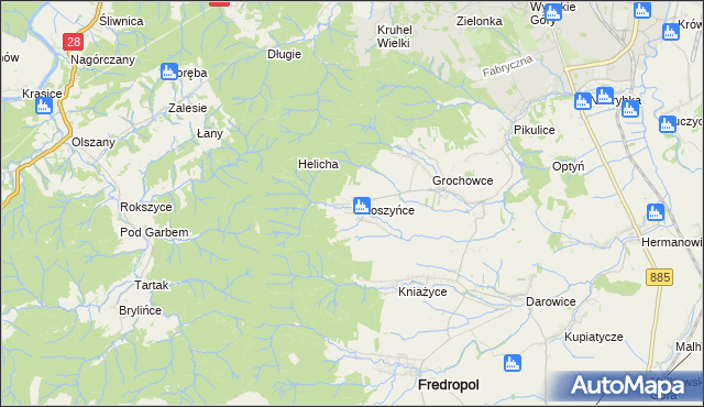 mapa Witoszyńce, Witoszyńce na mapie Targeo