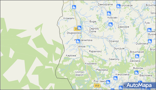 mapa Witów gmina Kościelisko, Witów gmina Kościelisko na mapie Targeo