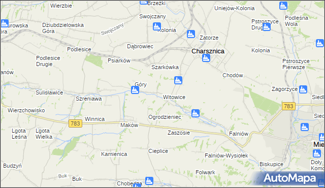 mapa Witowice gmina Charsznica, Witowice gmina Charsznica na mapie Targeo