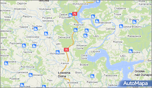 mapa Witowice Górne, Witowice Górne na mapie Targeo