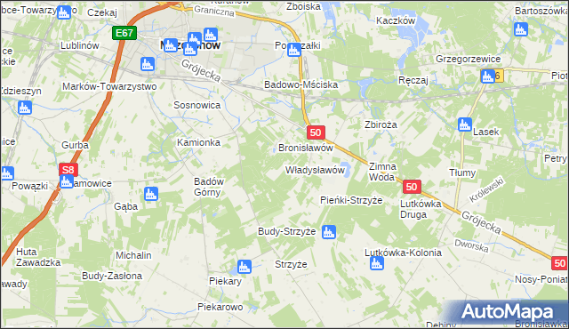 mapa Władysławów gmina Mszczonów, Władysławów gmina Mszczonów na mapie Targeo