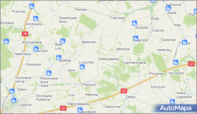 mapa Władysławów gmina Policzna, Władysławów gmina Policzna na mapie Targeo