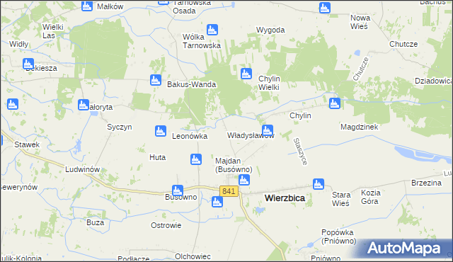 mapa Władysławów gmina Wierzbica, Władysławów gmina Wierzbica na mapie Targeo