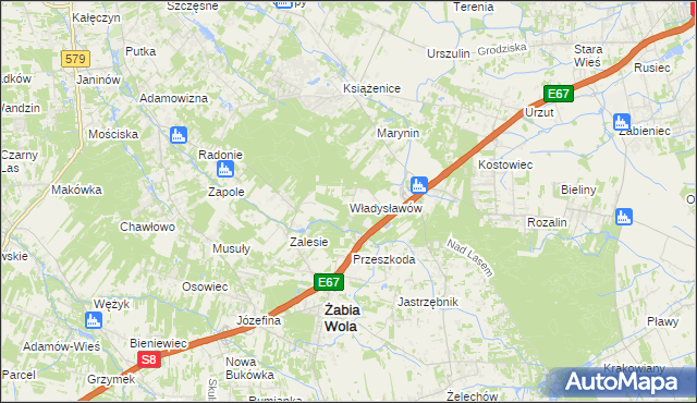 mapa Władysławów gmina Żabia Wola, Władysławów gmina Żabia Wola na mapie Targeo