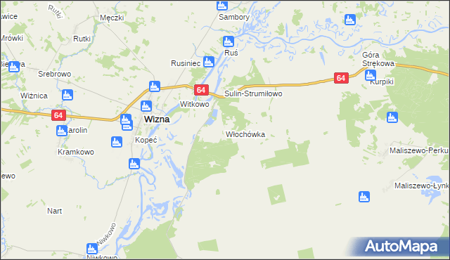 mapa Włochówka, Włochówka na mapie Targeo