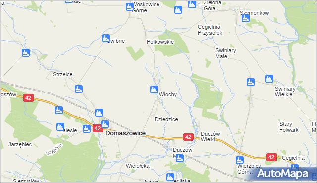 mapa Włochy gmina Domaszowice, Włochy gmina Domaszowice na mapie Targeo