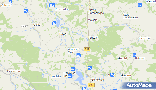 mapa Włodzice Wielkie, Włodzice Wielkie na mapie Targeo