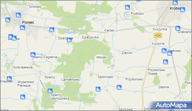 mapa Włostki, Włostki na mapie Targeo