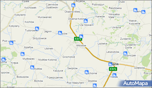 mapa Włostów gmina Lipnik, Włostów gmina Lipnik na mapie Targeo