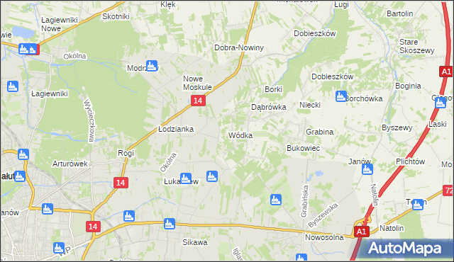 mapa Wódka gmina Nowosolna, Wódka gmina Nowosolna na mapie Targeo