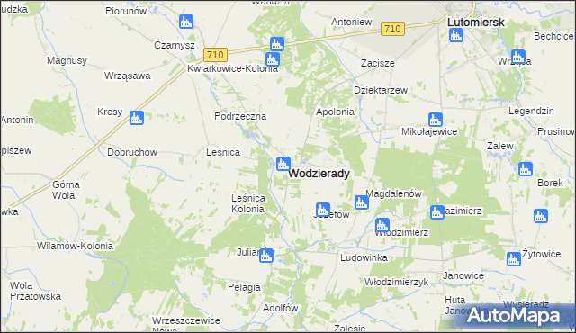 mapa Wodzierady, Wodzierady na mapie Targeo