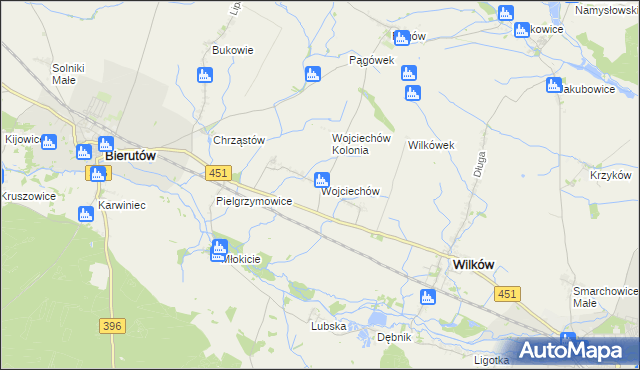 mapa Wojciechów gmina Wilków, Wojciechów gmina Wilków na mapie Targeo