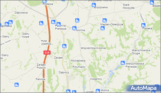 mapa Wojciechów-Kolonia, Wojciechów-Kolonia na mapie Targeo