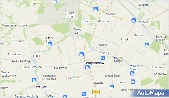 mapa Wojciechów-Kolonia Piąta, Wojciechów-Kolonia Piąta na mapie Targeo