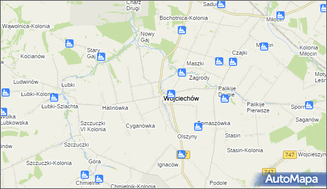 mapa Wojciechów powiat lubelski, Wojciechów powiat lubelski na mapie Targeo