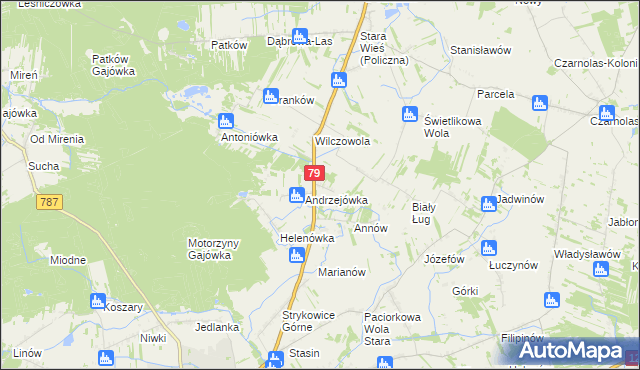 mapa Wojciechówka gmina Policzna, Wojciechówka gmina Policzna na mapie Targeo