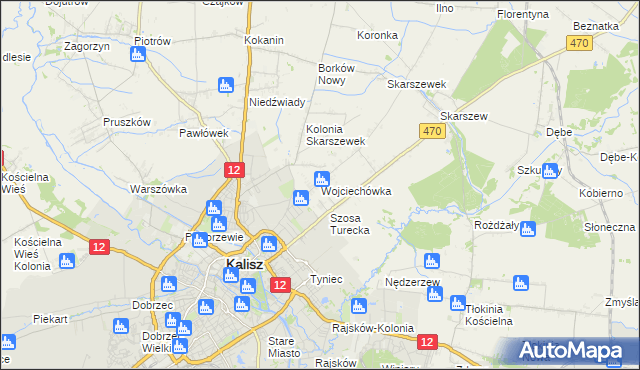 mapa Wojciechówka gmina Żelazków, Wojciechówka gmina Żelazków na mapie Targeo