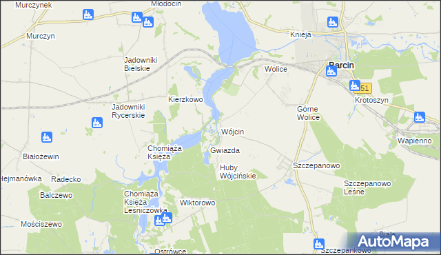 mapa Wójcin gmina Żnin, Wójcin gmina Żnin na mapie Targeo