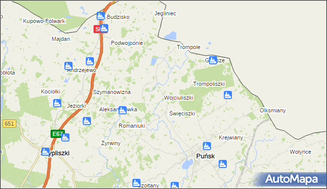 mapa Wojciuliszki, Wojciuliszki na mapie Targeo