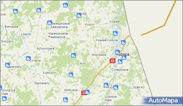 mapa Wojnowce gmina Kuźnica, Wojnowce gmina Kuźnica na mapie Targeo