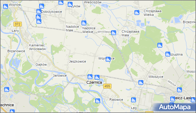 mapa Wojnowice gmina Czernica, Wojnowice gmina Czernica na mapie Targeo