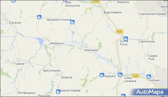 mapa Wojnowice gmina Kietrz, Wojnowice gmina Kietrz na mapie Targeo