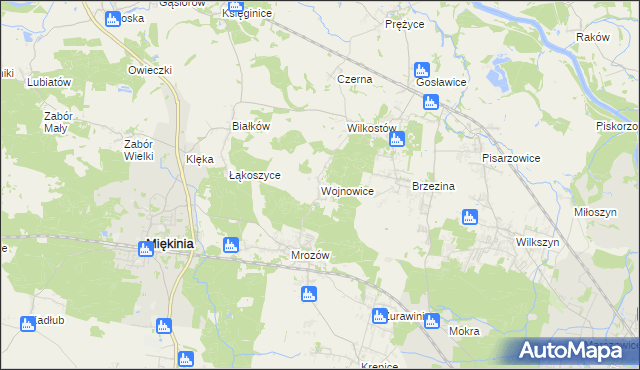 mapa Wojnowice gmina Miękinia, Wojnowice gmina Miękinia na mapie Targeo