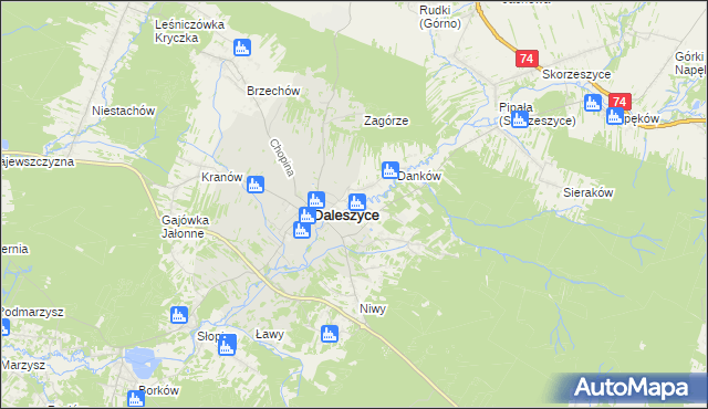 mapa Wójtostwo gmina Daleszyce, Wójtostwo gmina Daleszyce na mapie Targeo