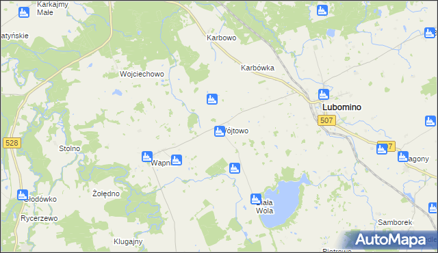 mapa Wójtowo gmina Lubomino, Wójtowo gmina Lubomino na mapie Targeo