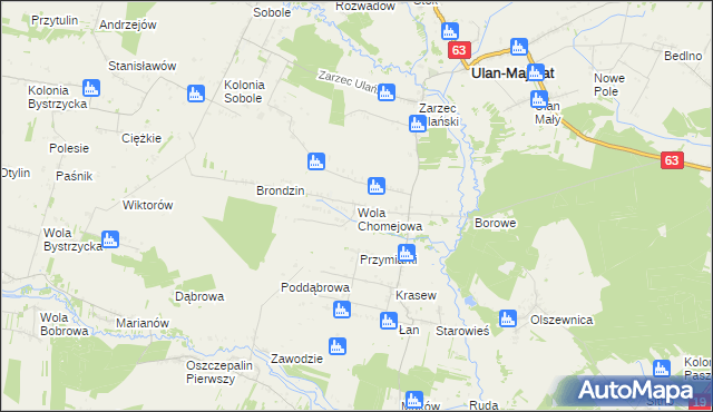 mapa Wola Chomejowa, Wola Chomejowa na mapie Targeo