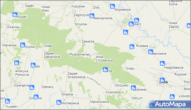 mapa Wola Chroberska, Wola Chroberska na mapie Targeo