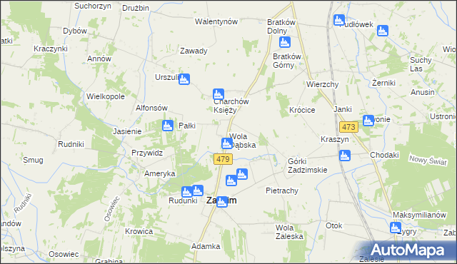 mapa Wola Dąbska, Wola Dąbska na mapie Targeo