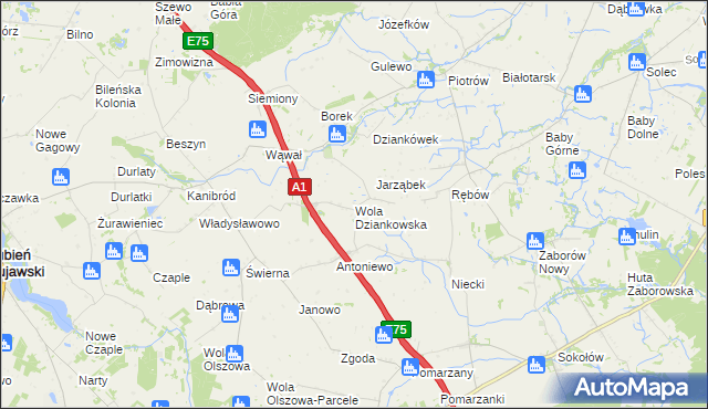 mapa Wola Dziankowska, Wola Dziankowska na mapie Targeo