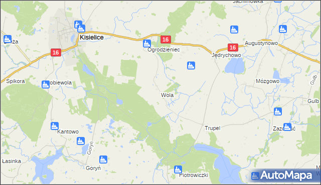 mapa Wola gmina Kisielice, Wola gmina Kisielice na mapie Targeo