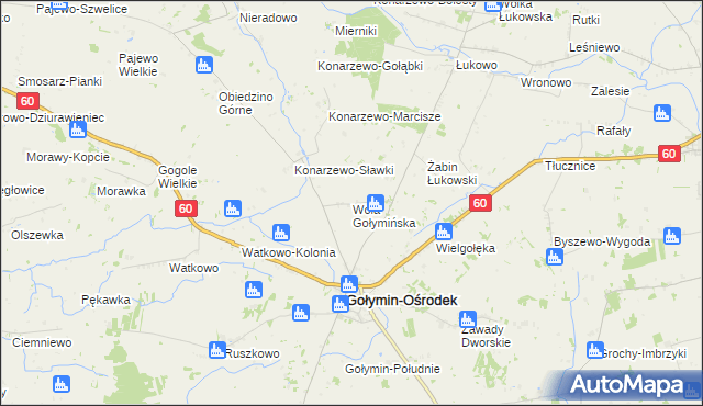 mapa Wola Gołymińska, Wola Gołymińska na mapie Targeo