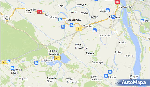 mapa Wola Klasztorna, Wola Klasztorna na mapie Targeo