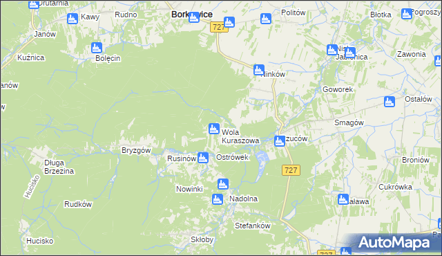 mapa Wola Kuraszowa, Wola Kuraszowa na mapie Targeo