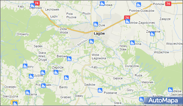 mapa Wola Łagowska, Wola Łagowska na mapie Targeo